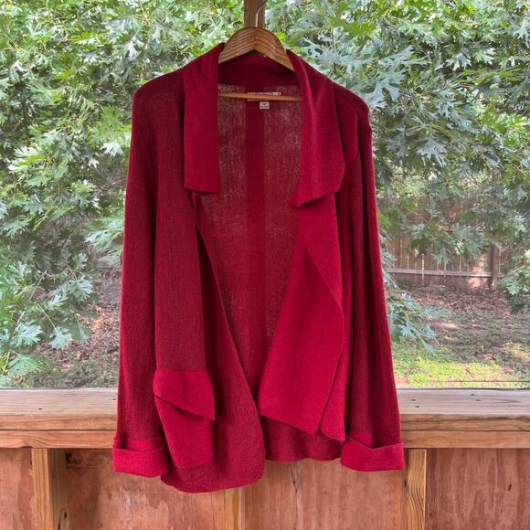 Beyond Threads Women's Red Asymmetric Alpaca Cardigan Sweater Scarlet Size 1X - Picture 2 of 10